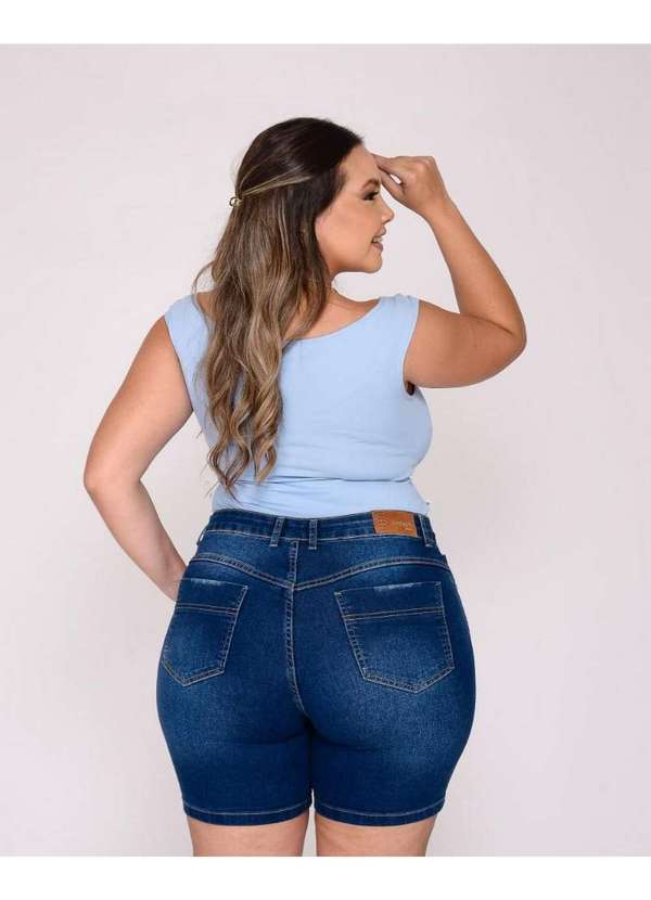 Shyros - Bermuda Jeans Feminina Mc Plus Size - 38079 Azul 5