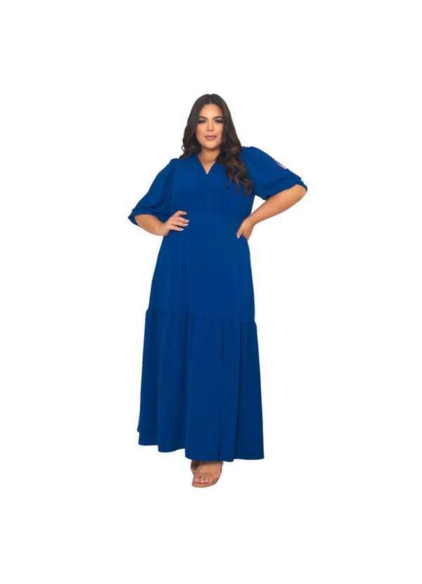 Irene Cabestro Largo Gasa Vestido Con Cintura Plisada Azul Royal Tallas Grandes main image 1