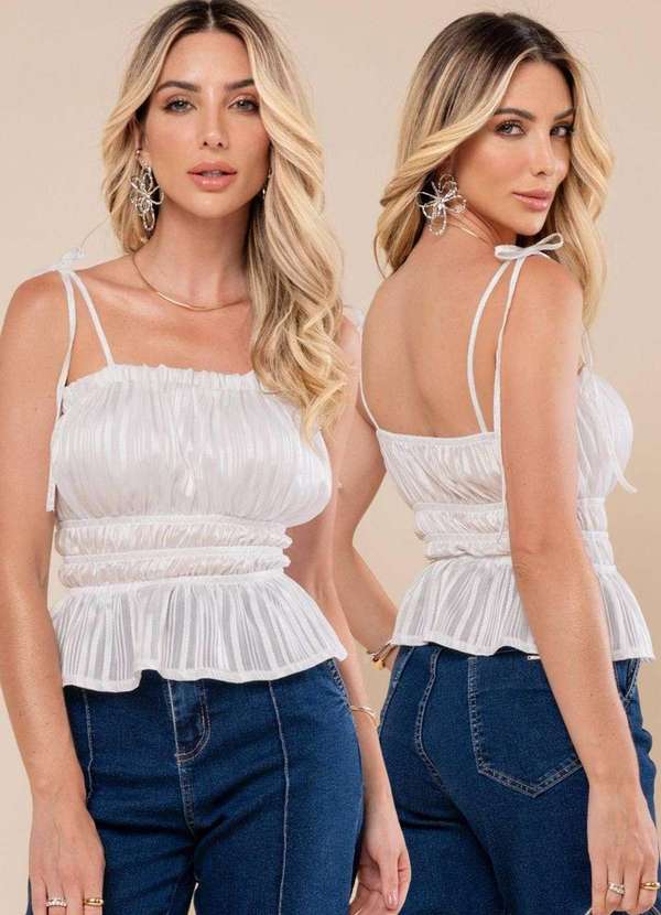 Sawary - Blusa Sawary Franzido - 278800 Branco 8