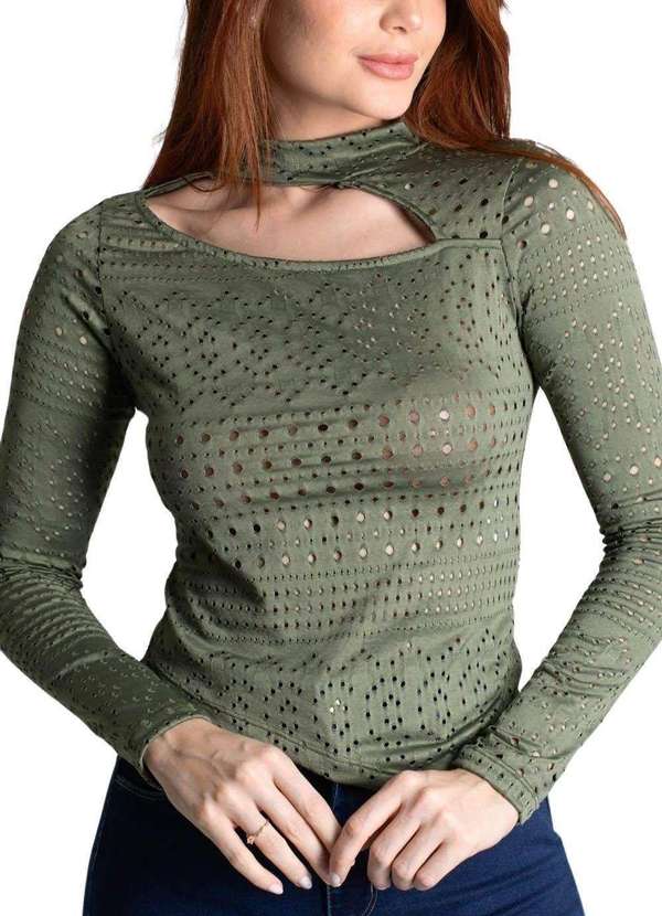 Sawary - Blusa Sawary Manga Comprida Verde