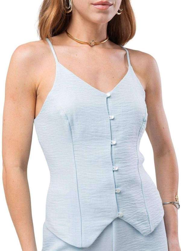 Sawary - Colete Sawary Alça Fina Azul