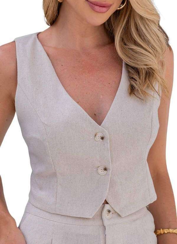 Sawary - Colete Sawary Cropped - 279736 Bege