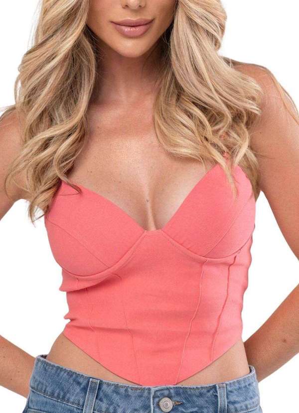 Sawary - Cropped Sawary Assimetrico Rosa