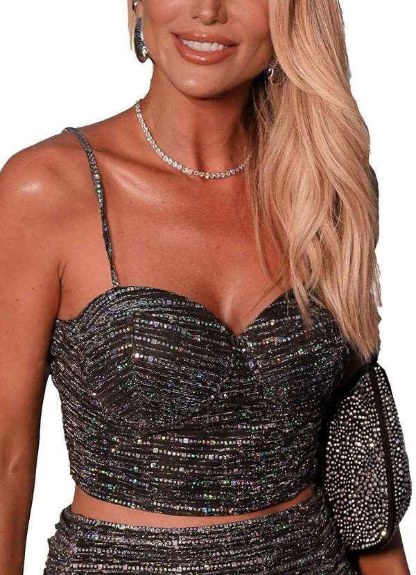 Sawary - Cropped Sawary Brilhante - 278799 Preto