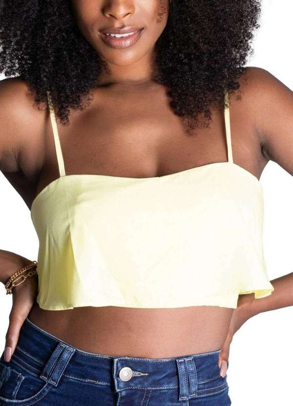 Sawary - Cropped Sawary Curto Amarelo