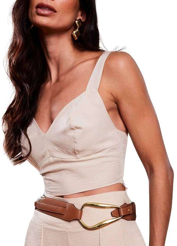 Sawary - Cropped Sawary Infinito - 279978 Bege