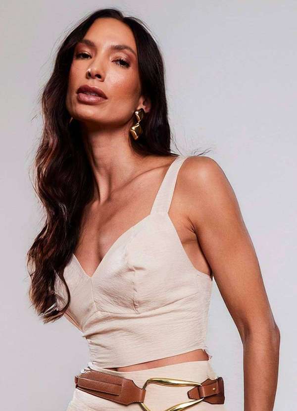 Sawary - Cropped Sawary Infinito - 279978 Bege 2