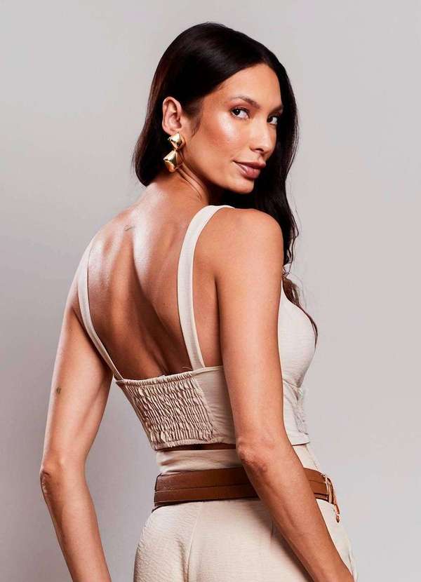 Sawary - Cropped Sawary Infinito - 279978 Bege 3