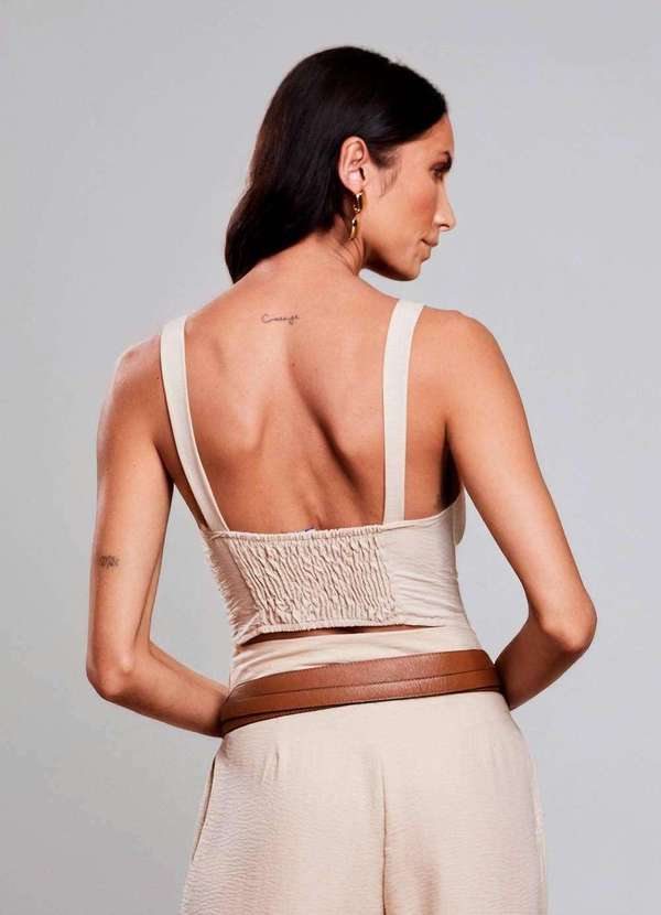 Sawary - Cropped Sawary Infinito - 279978 Bege 4