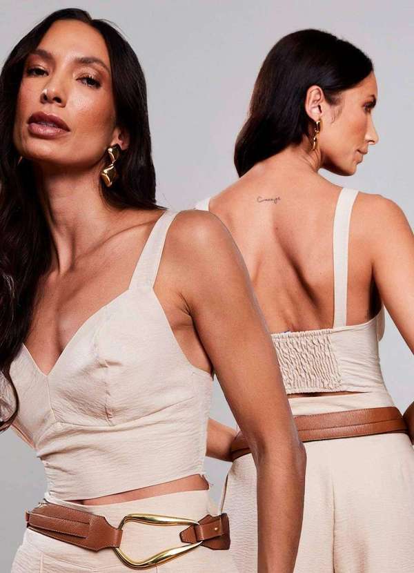 Sawary - Cropped Sawary Infinito - 279978 Bege 6