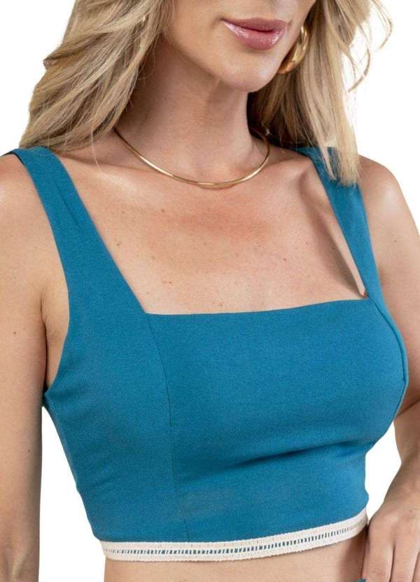 Sawary - Cropped Sawary Lastex - 278738 Azul