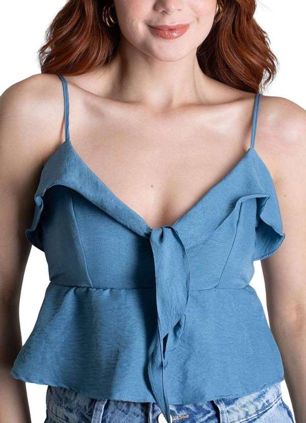 Sawary - Cropped Sawary Petala - 279728 Azul