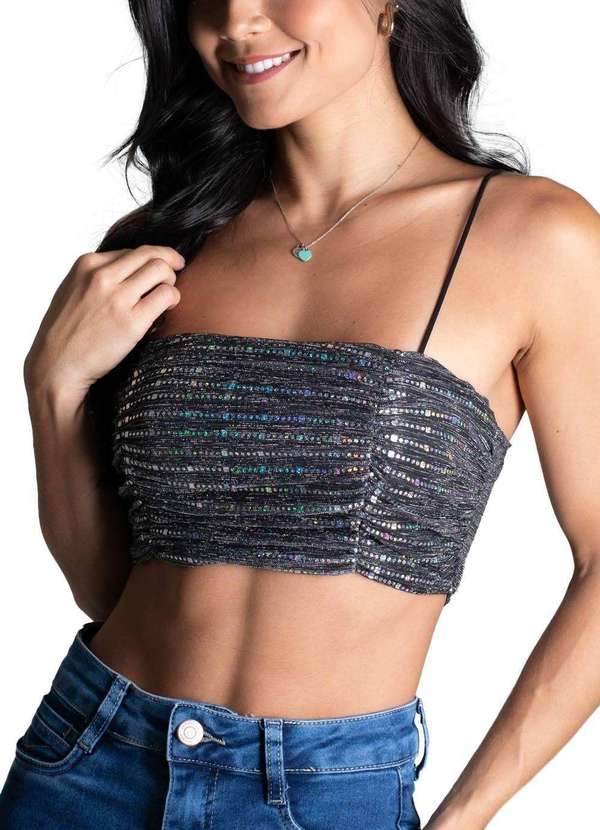 Sawary - Cropped Sawary Tule - 276714 Preto