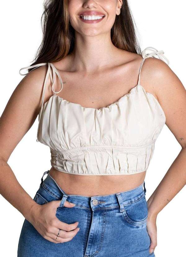 Sawary - Top Sawary Tricoline Bege