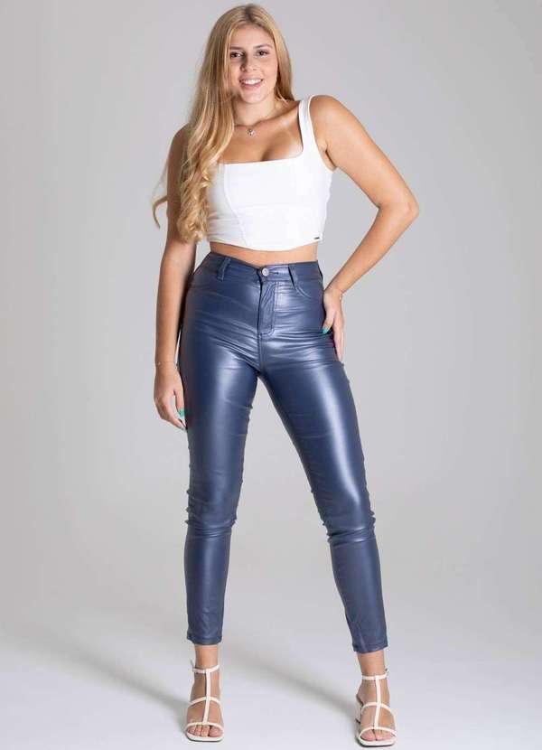 Sawary - Calça Bengaline Sawary Cigarrete Azul 2