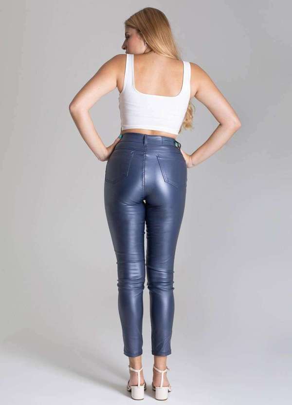 Sawary - Calça Bengaline Sawary Cigarrete Azul 4