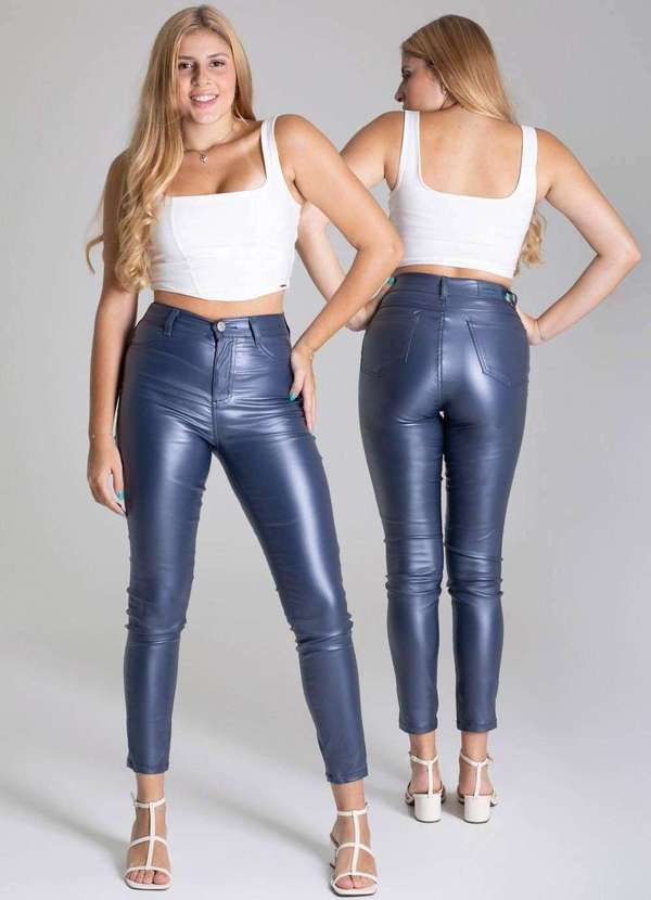 Sawary - Calça Bengaline Sawary Cigarrete Azul 6