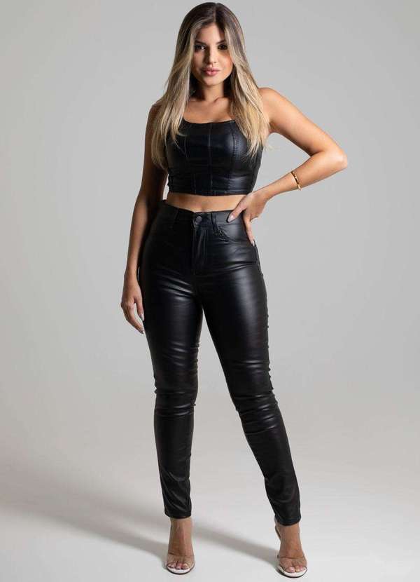 Sawary - Calça Resinada Sawary Cigarrete - 273454 Preto 2