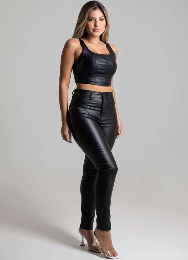 Sawary - Calça Resinada Sawary Cigarrete - 273454 Preto 3