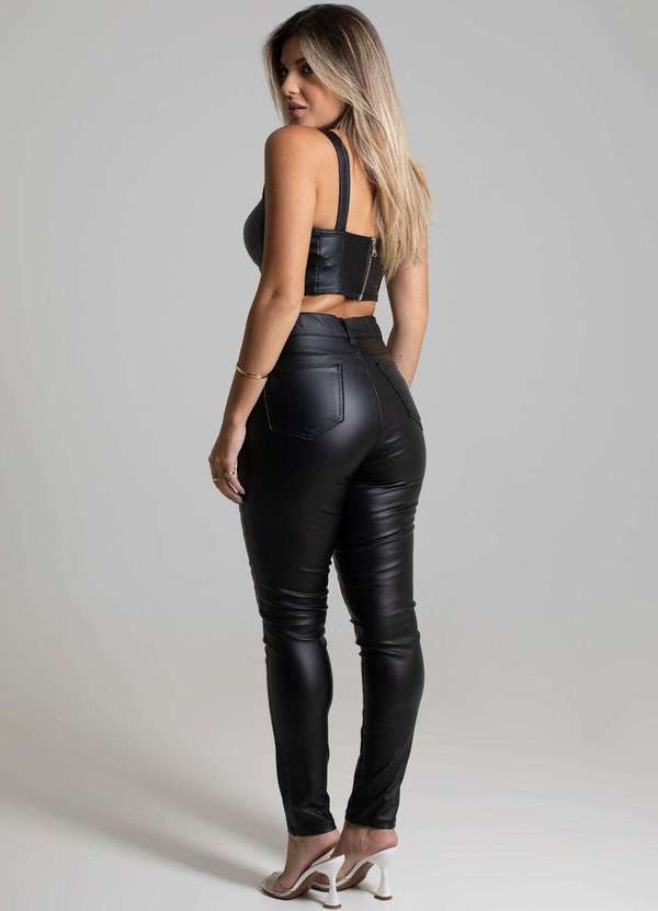 Sawary - Calça Resinada Sawary Cigarrete - 273454 Preto 4