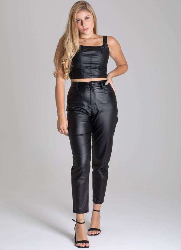 Sawary - Calça Bengaline Sawary Mom Preto 2