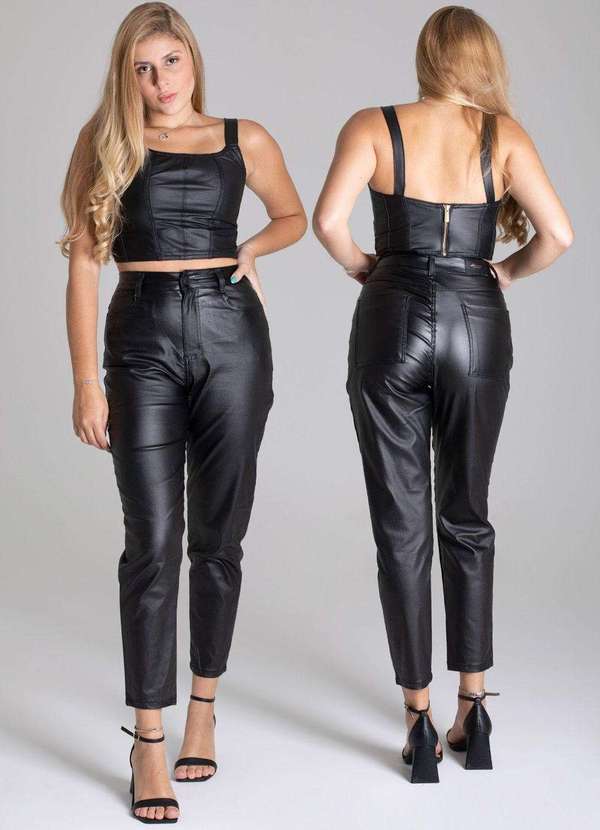 Sawary - Calça Bengaline Sawary Mom Preto 6