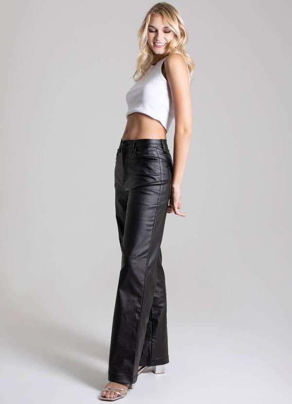 Sawary - Calça Resinada Sawary Wide Leg - 276202 Preto 5