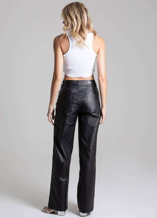 Sawary - Calça Resinada Sawary Wide Leg - 276202 Preto 4