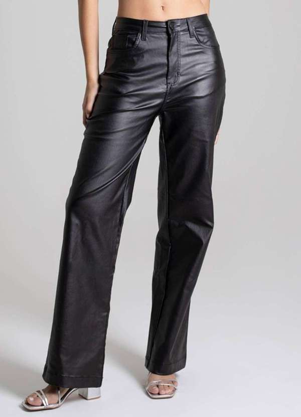 Sawary - Calça Resinada Sawary Wide Leg - 276202 Preto 3