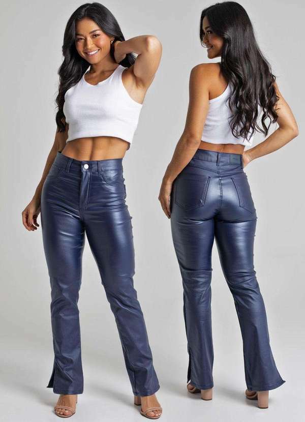 Sawary - Calça Bengaline Sawary Reta Azul 5