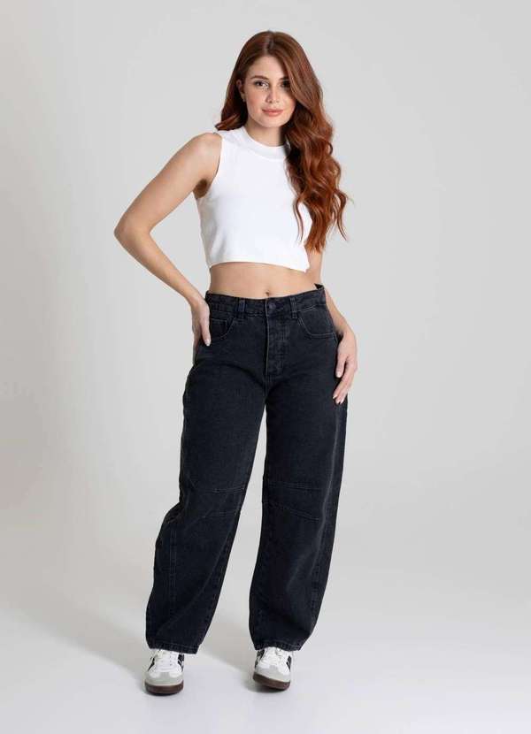 Sawary - Calça Jeans Sawary Barrel - 280106 Preto
