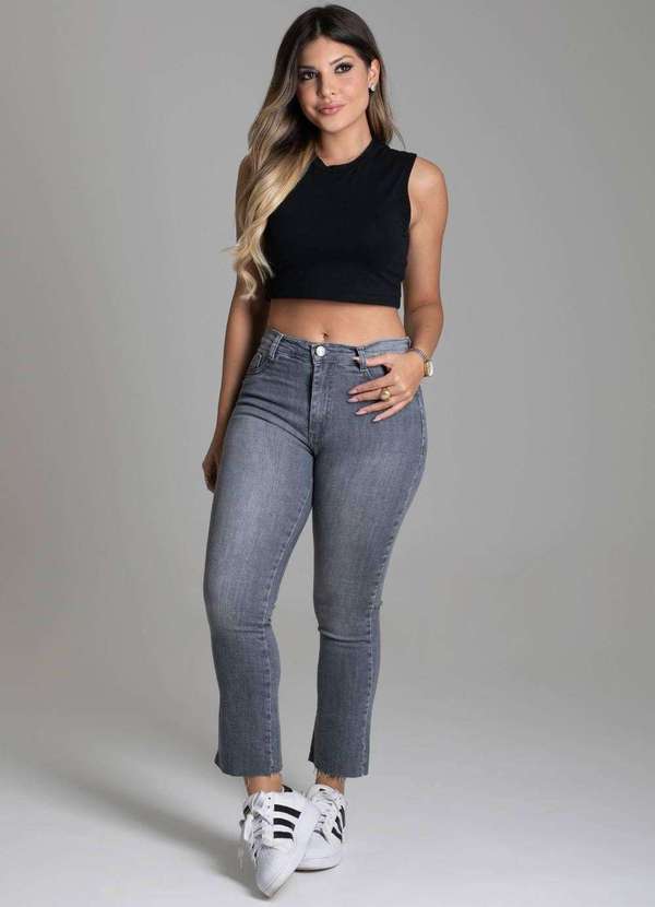 Sawary - Calça Jeans Sawary Cropped - 277639 Cinza 2