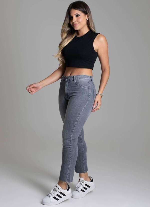 Sawary - Calça Jeans Sawary Cropped - 277639 Cinza 3
