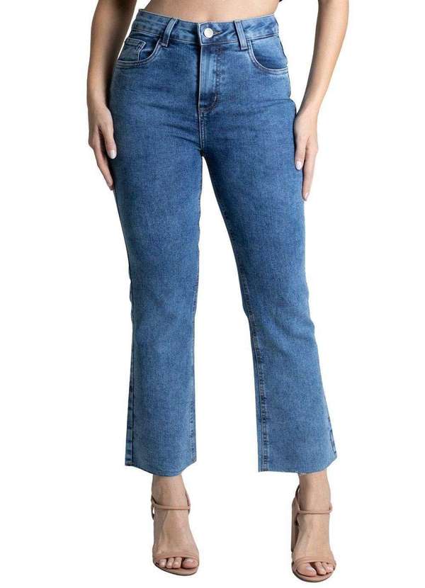 Sawary - Calça Jeans Sawary Cropped Flare Azul