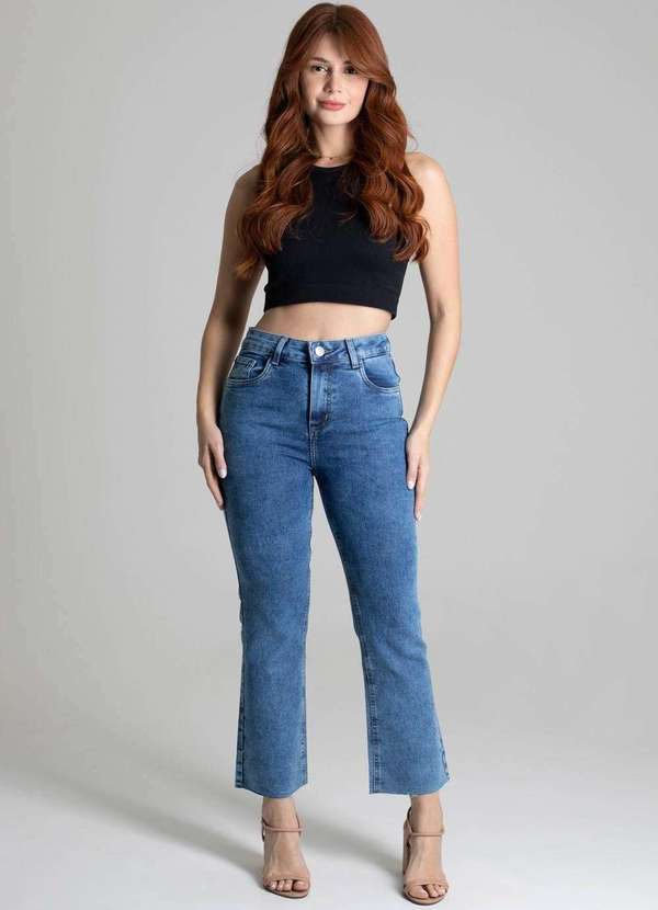 Sawary - Calça Jeans Sawary Cropped Flare Azul 2