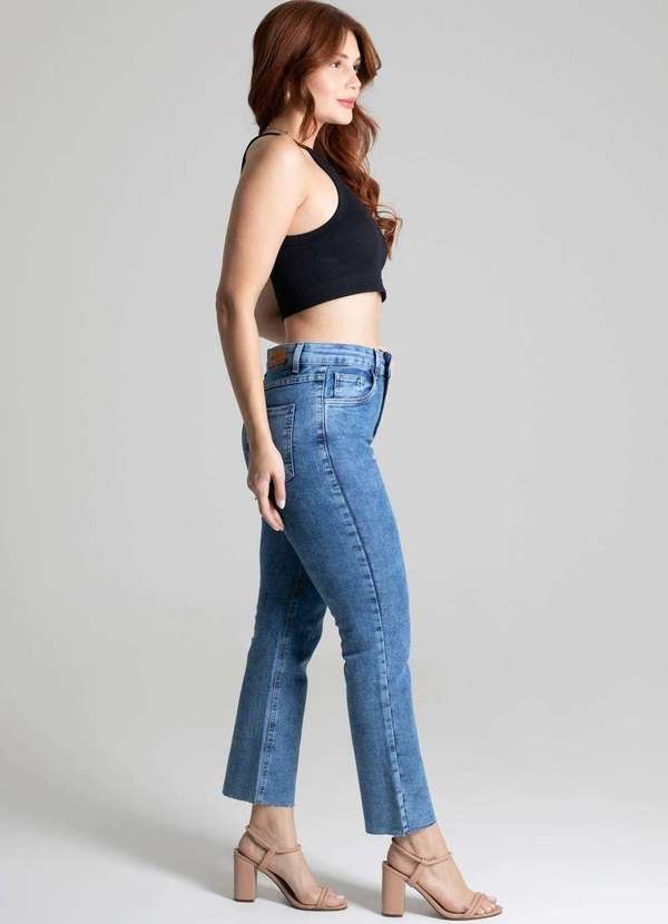 Sawary - Calça Jeans Sawary Cropped Flare Azul 3