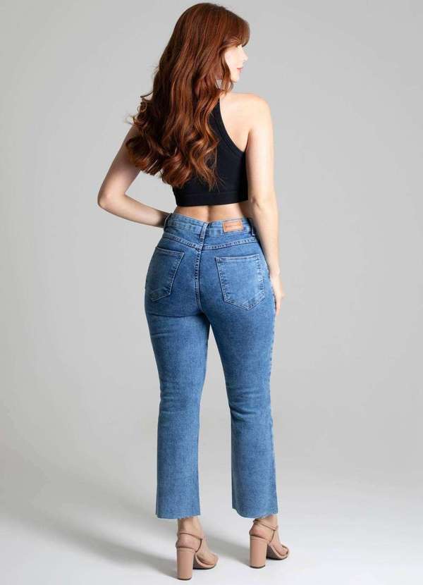 Sawary - Calça Jeans Sawary Cropped Flare Azul 4