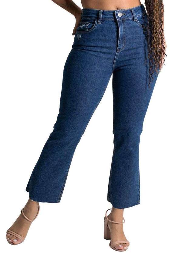 Sawary - Calça Jeans Sawary Cropped Flare Azul