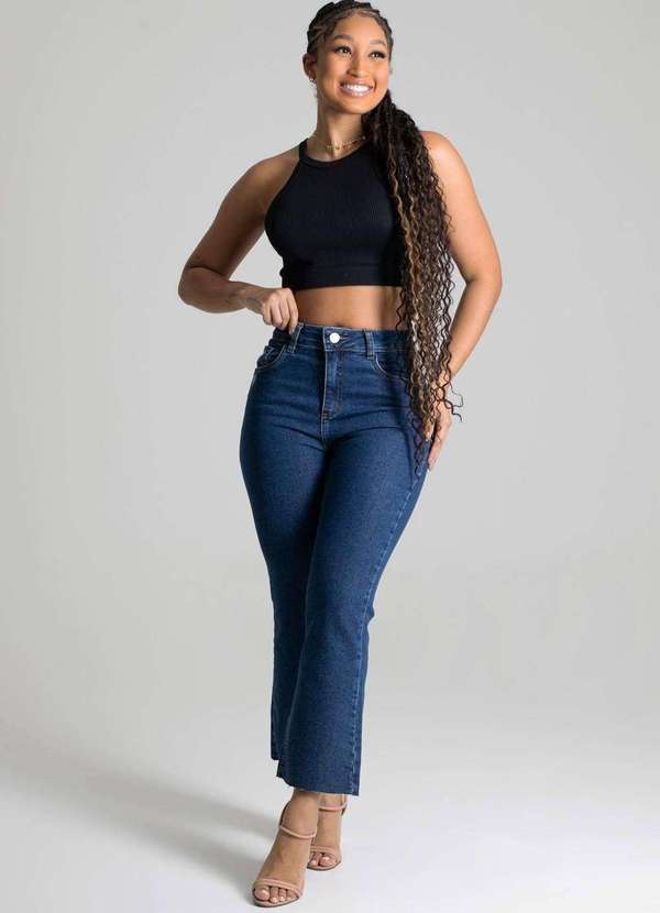 Sawary - Calça Jeans Sawary Cropped Flare Azul 2