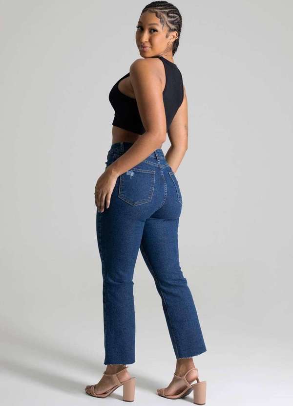 Sawary - Calça Jeans Sawary Cropped Flare Azul 4