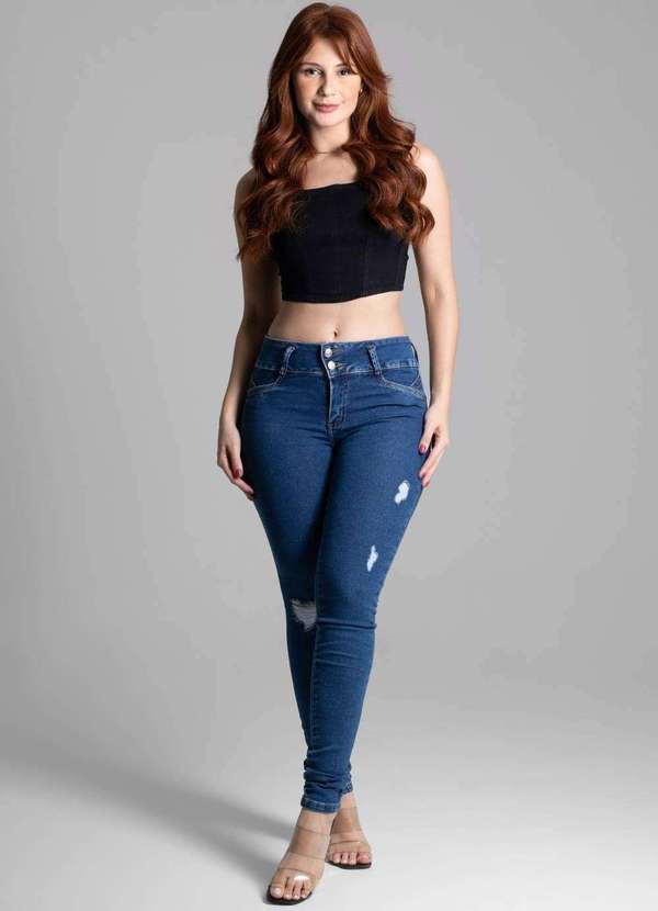 Calça Jeans Sawary Modela Bumbum Azul Sawary Oficial