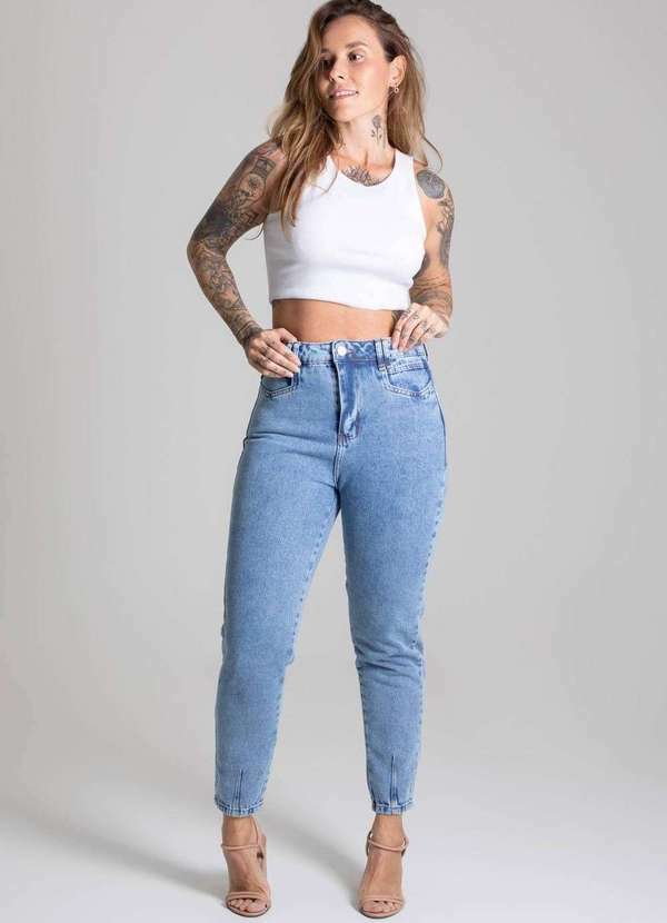 Sawary - Calça Jeans Sawary Mom Azul