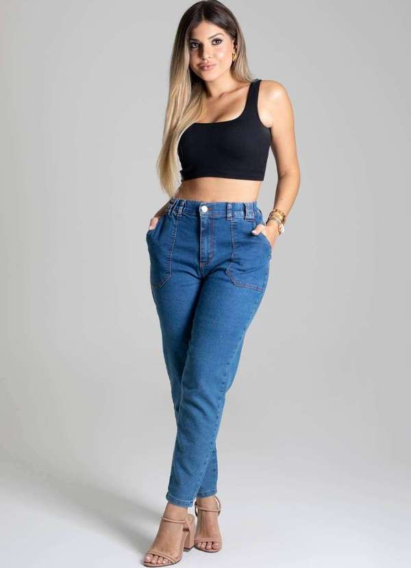 Sawary - Calça Jeans Sawary Mom Azul