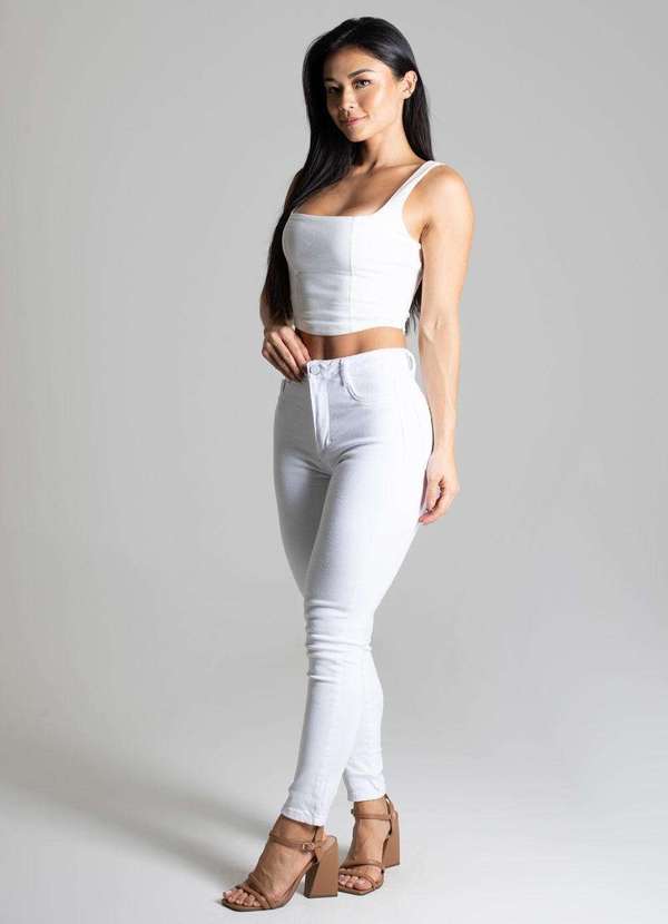 Sawary - Calça Jeans Sawary Mom Branco 4