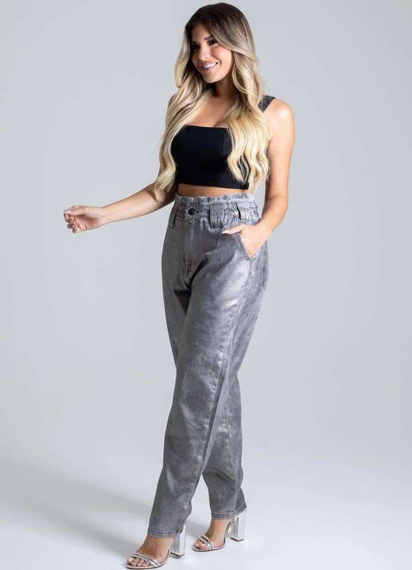 Sawary - Calça Jeans Sawary Mom Cinza 3