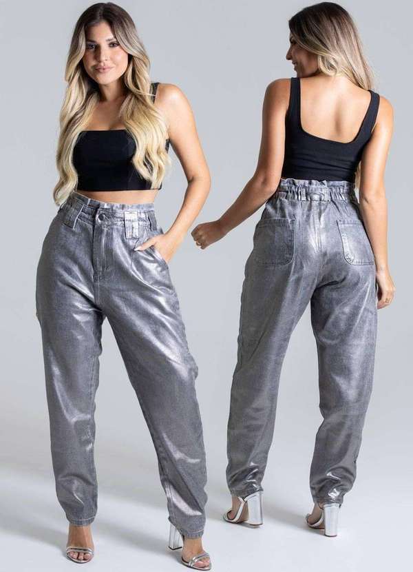 Sawary - Calça Jeans Sawary Mom Cinza 7