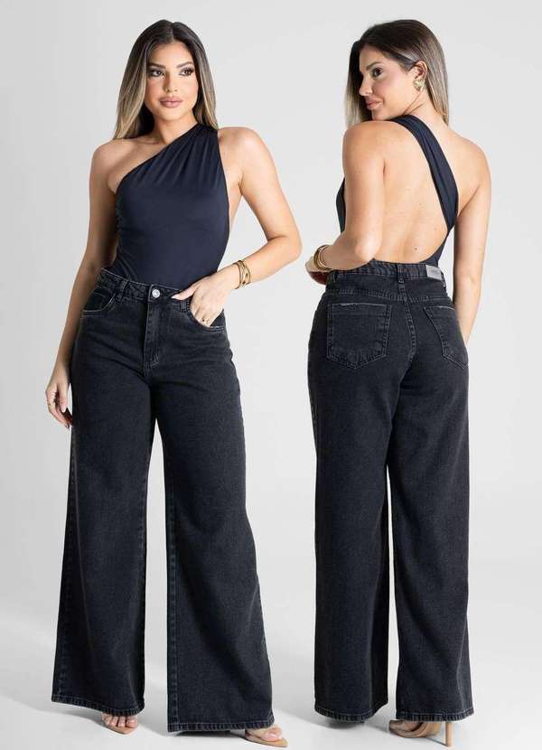 Sawary - Calça Jeans Sawary Pantalona - 281584 Preto 6