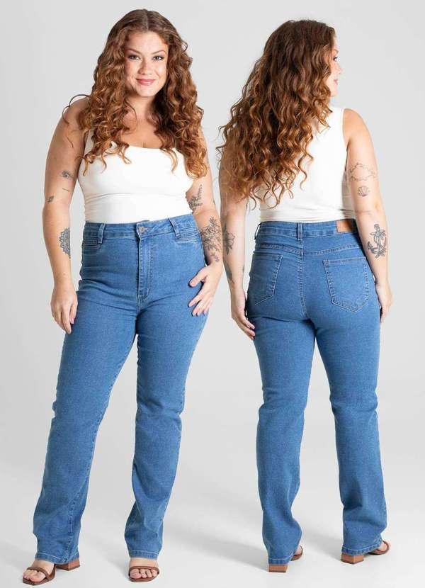 Sawary - Calça Jeans Sawary Plus Size Reta - 280622 Azul 6