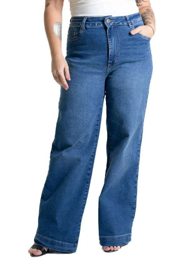 Sawary - Calça Jeans Sawary Plus Size Wide Leg - 280843 Azul