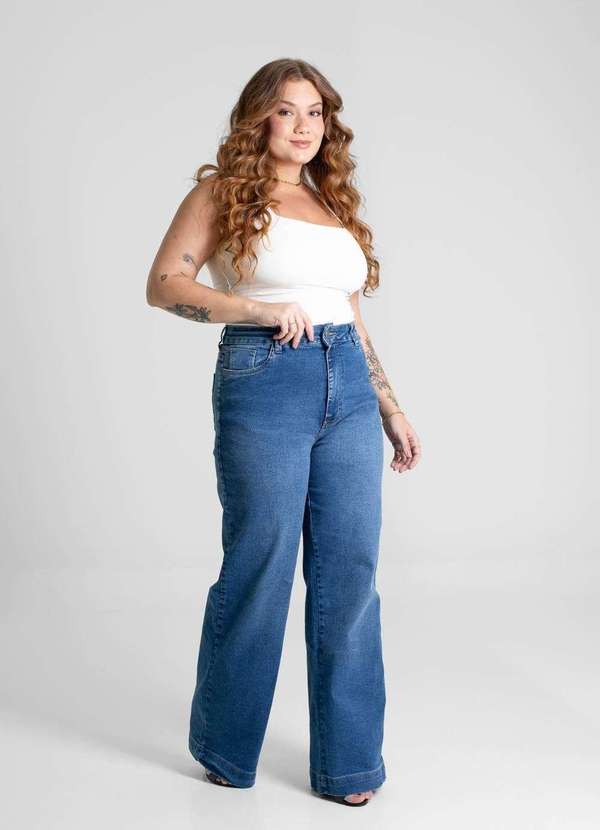 Sawary - Calça Jeans Sawary Plus Size Wide Leg - 280843 Azul 2